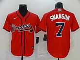 Braves 7 Dansby Swanson Red 2020 Nike Cool Base Jersey,baseball caps,new era cap wholesale,wholesale hats